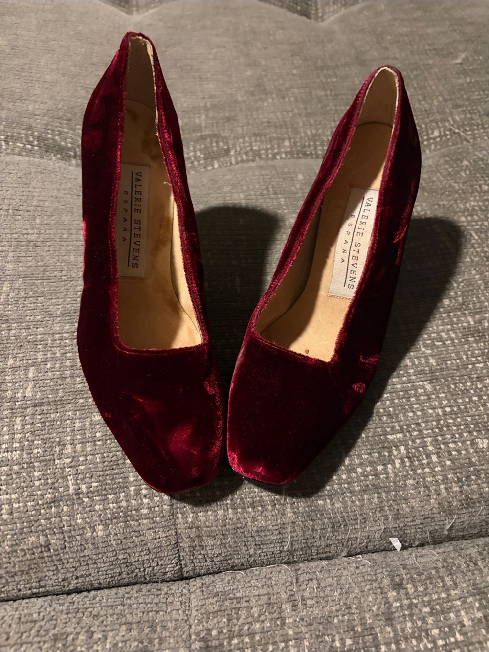 Valerie Stevens Wine Velvet Heels